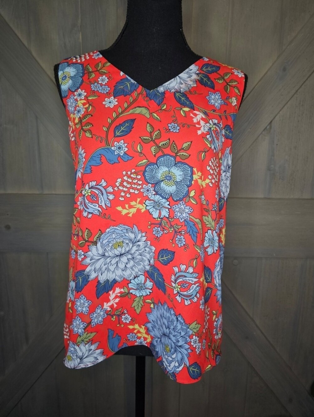 Women's Loft Floral Vneck Tank Top sz XS